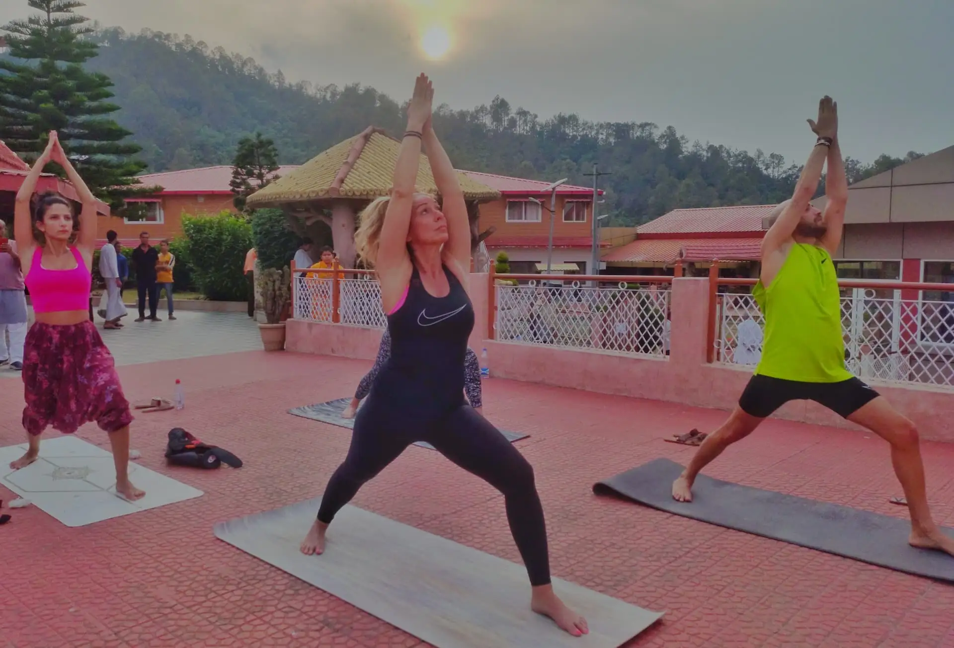 Yoga asana class at Dol Ashram